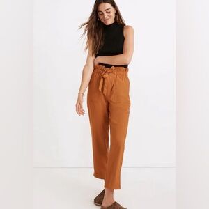 Madewell Pants Dunaway Paperbag Tie Waist High Rise Rust Brown Relaxed Women’s L